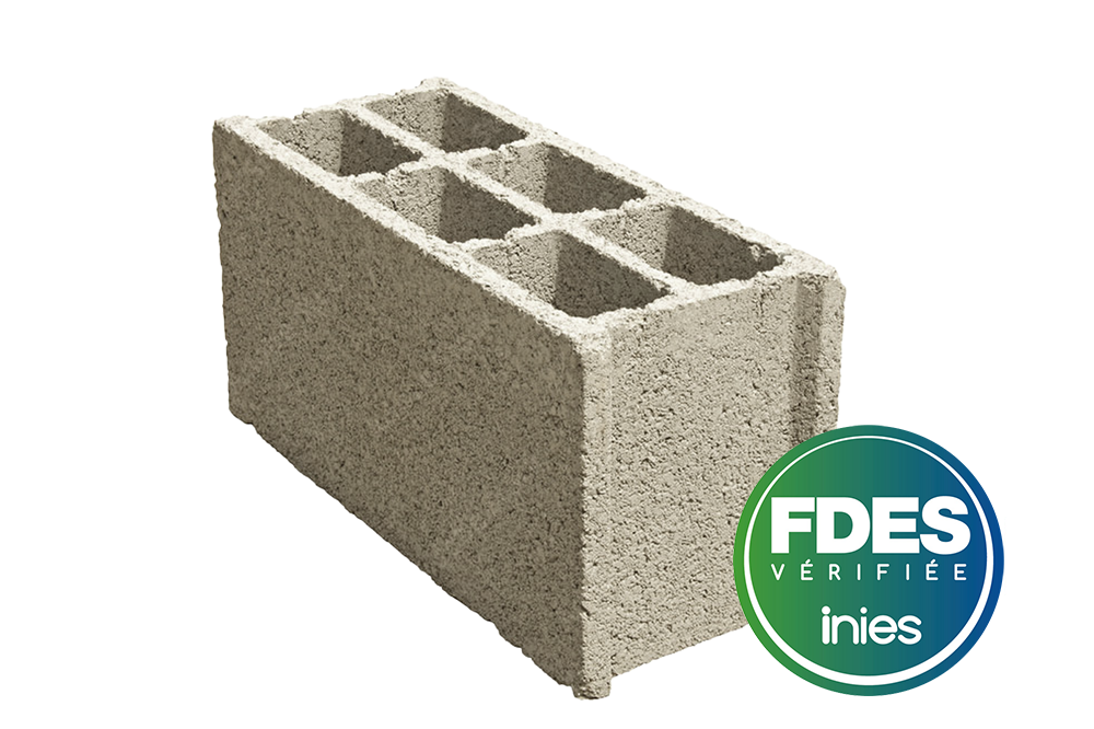 | Bloc creux rectifié - B40 · 20 cm - FDES vérifiée